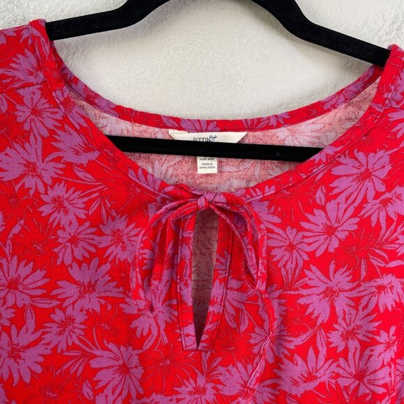 Terra & Sky Womens Plus 3X Floral Tiered Tunic Top Short Sleeve Swing Shirt - Picture 7 of 10